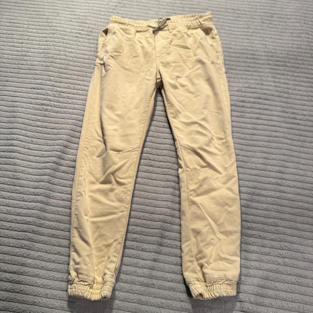 Zara Pants Mens M 31 Beige Cotton Twill Jogger Drawstring Streetwear Casual Tan